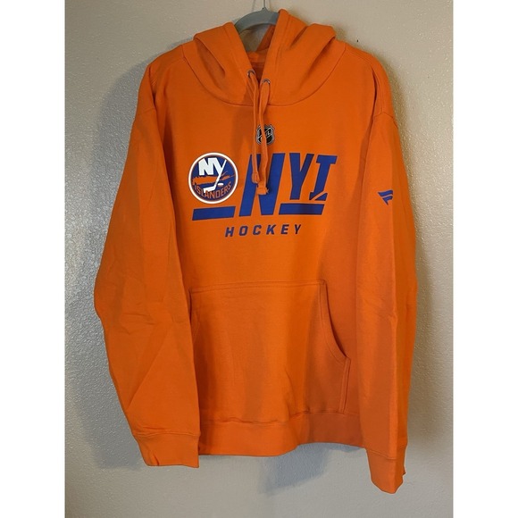 Men's 2XL NWOT New York Islanders Fanatics Authentic Pro Tri-Code Hoodie Orange
